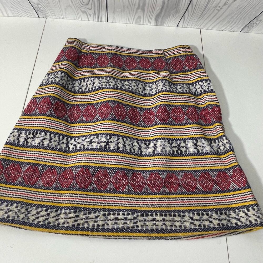 VTG 70s PEERLESS BOSTON TWIGGY MINI SKIRT RED YELLOW Pattern Size 7-8